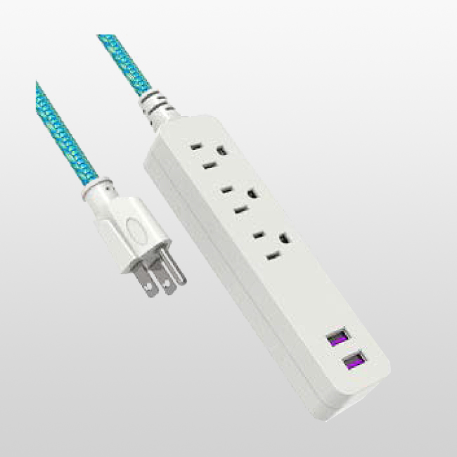 LA004A/LPU33+2U Rallonge 3 conducteurs 3 prises 5-15P125V~ Avec 2 USB