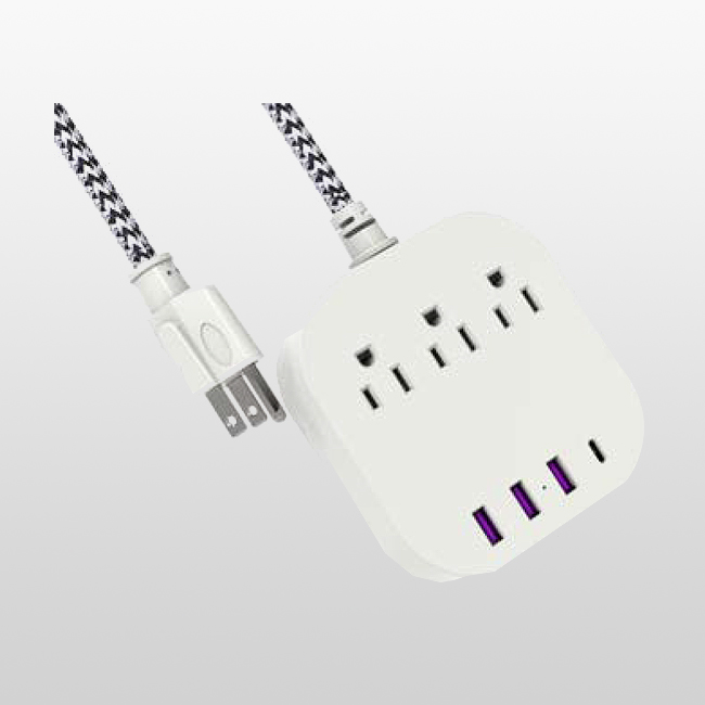 LA004A/LPU33+4U Rallonge 3 conducteurs 3 prises 5-15P125V ~ Avec 4 USB