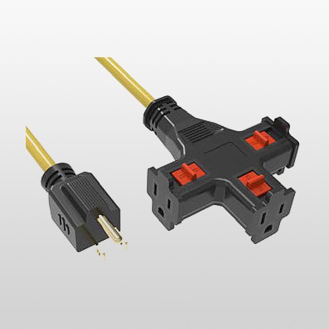 LA004K/LA520LC Jeu de cordons à 3 prises et 3 conducteurs avec verrouillage de mise à la terre 5-15 125 V