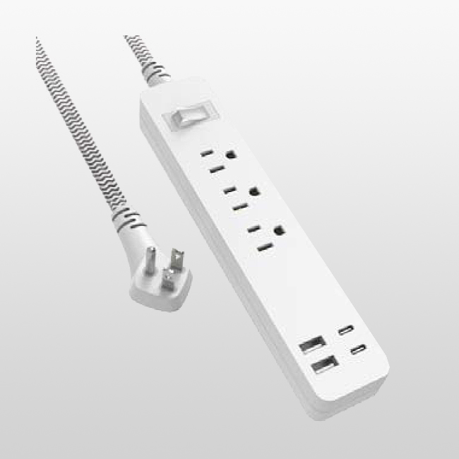 LA004RA/LPU33+2U2C Rallonge 3 conducteurs 3 prises 5-15P125V~ Avec 2-USB-A.2-USB-c